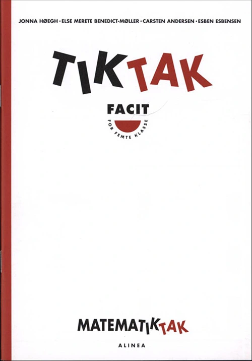 Billede af Matematik-Tak 5.kl. Tik-Tak, Facit