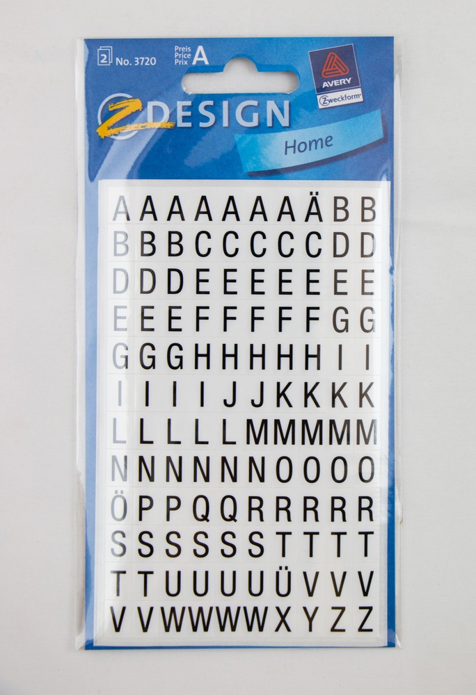 Stickers alfabetet 26pt/6,5mm 2 ark