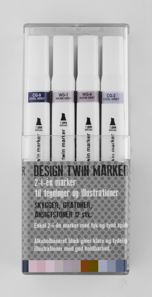 Billede af Design twin marker skygger gråtoner hud-farver 12stk