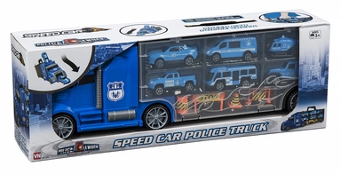Politiautotransporter med 6 køretøjer og tilbehør