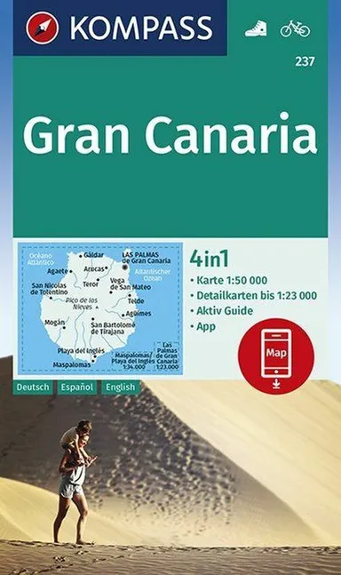Gran Canaria: 4 in 1 Wanderkarte mit Aktiv Guide