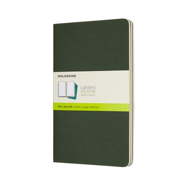 Notesbog Moleskine l cahiers grøn 3 stk m/80 blanke ark