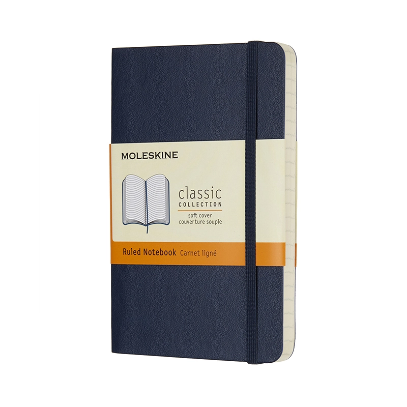 Notesbog Moleskine pocket blå m/192 linjerede ark soft