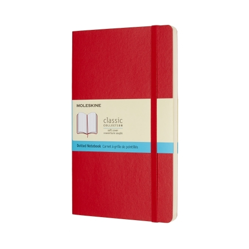 Notesbog Moleskine large rød m/192 prikket ark soft cover