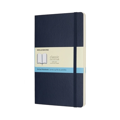 Notesbog moleskine large blå m/192 prikket ark soft cover