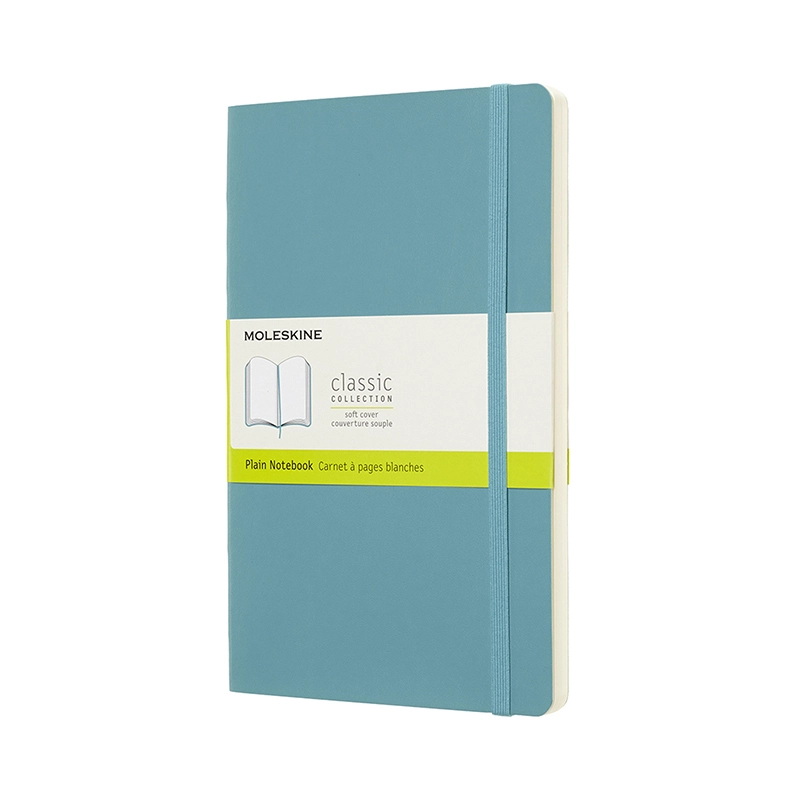 Notesbog Moleskine large lysblå m/192 blanke ark soft