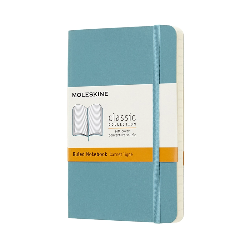 Notesbog Moleskine pocket lysblå m/192 linjerede ark soft