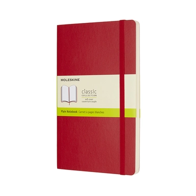Notesbog moleskine large rød m/192 blanke ark soft cover