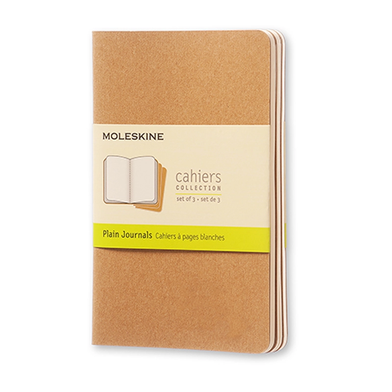Notesbog Moleskine pocket cahiers kraft 3 stk m/64 blanke