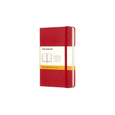 Notesbog moleskine pocket rød m/192 linjerede ark hard cover