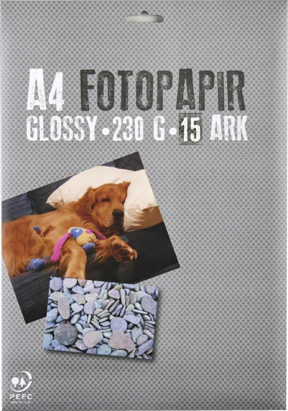 køb Fotopapir A4 230g glossy 15 ark