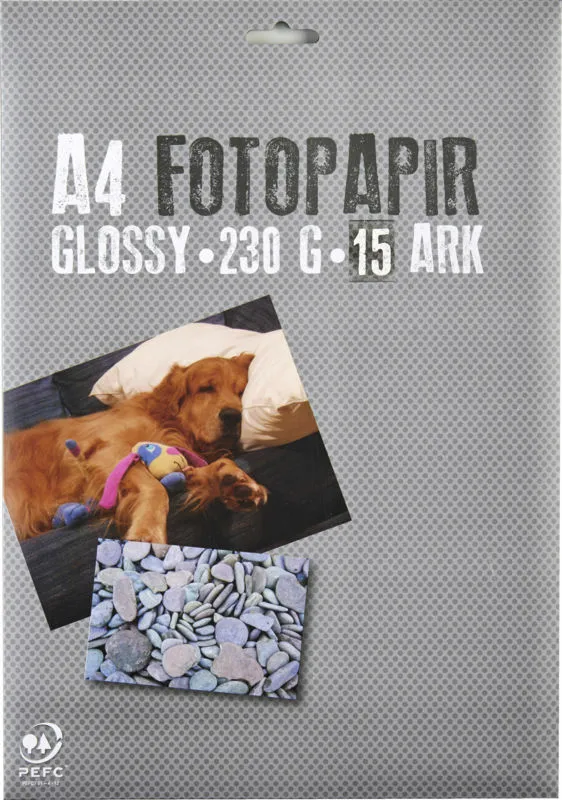 11: Fotopapir A4 230g glossy 15 ark
