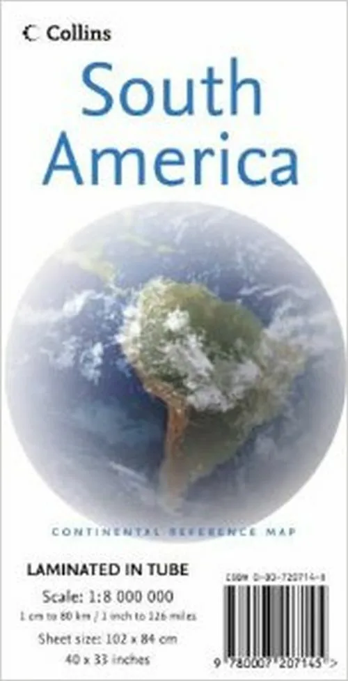 Billede af South America, Collins Continental Reference Map (plastlamineret planoudgave)