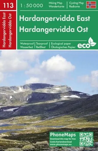 Hardangervidda East Hiking & Cycling Map
