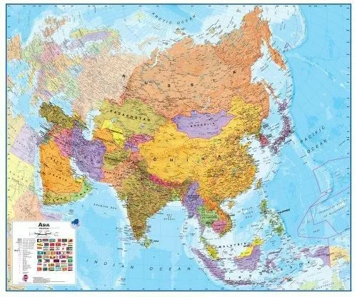 Asia Political Wall Map Paper