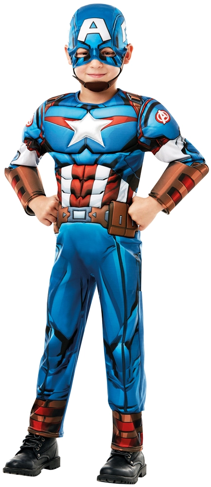 Captain America Deluxe udklædningsdragt og maske str. 7-8 år