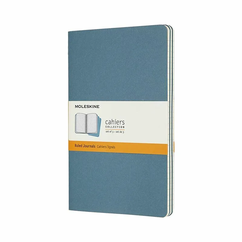Notesbog Moleskine cahiers large briskblue journal r 13x21cm