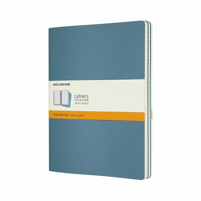 Notesbog Moleskine cahiers xl briskblue journal r 19x25cm