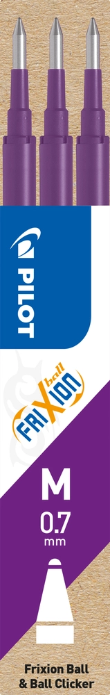 Refill Pilot frixion violet 0.7 mm pakke m/3 stk