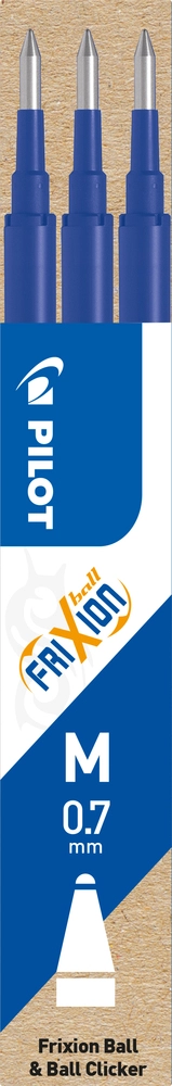 Refill Pilot frixion blå 0.7 mm pakke m/3 stk