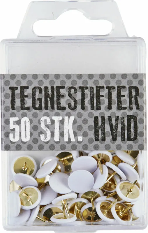 #2 - Tegnestifter metal hvid 50 stk