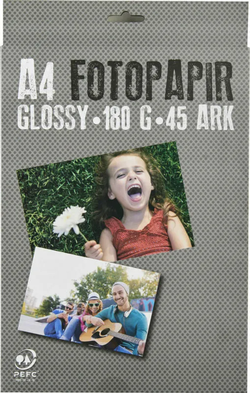 køb Fotopapir A4 180g glossy m. 45 ark