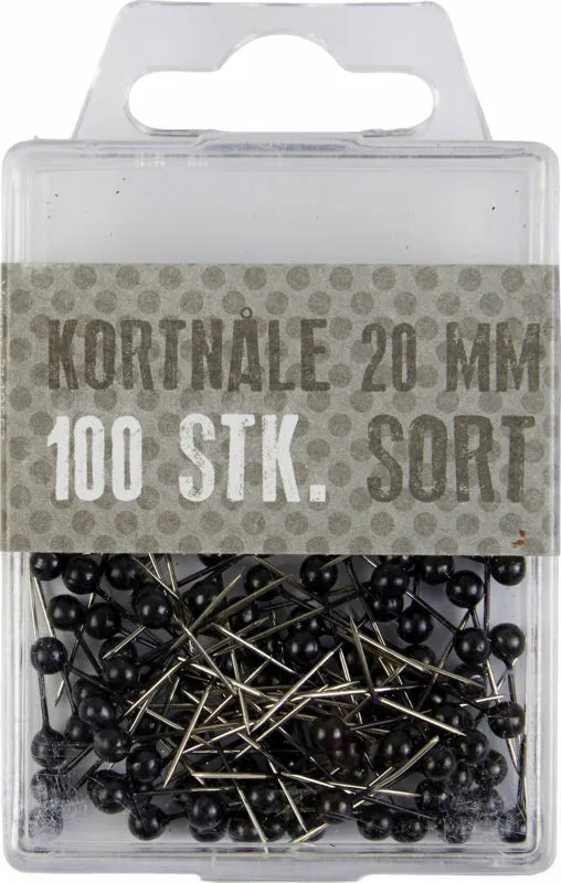 Kortnåle plast sort 20 mm 100 stk