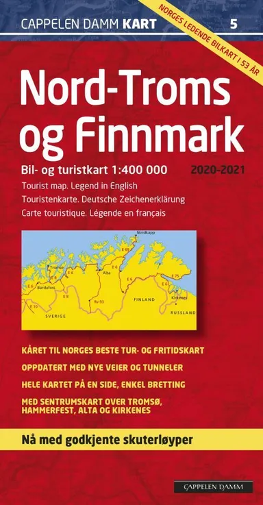 Nord-Troms og Finnmark 2020-2021 : bil- og turistkart = tourist map = Touristenkarte = carte touristique