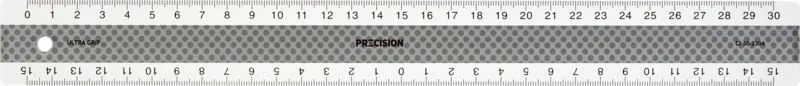 Lineal precision 30cm antiskrid b/sølv