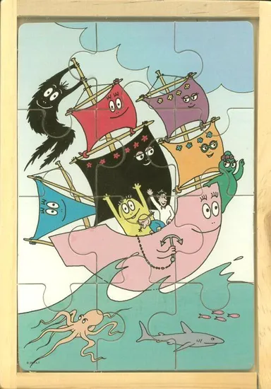 Barbapapa 4 træpuslespil i trææske