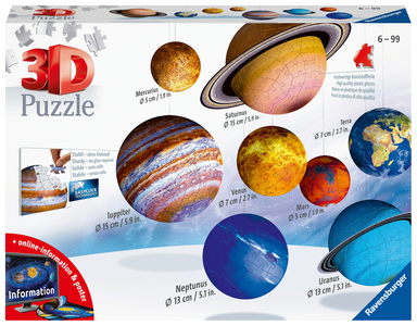 3D Puzzle Solar System 27/54/72/108 brikker
