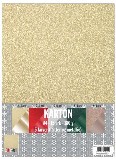 Karton A4 15 ark ass 5 glitter/mat metallic farver