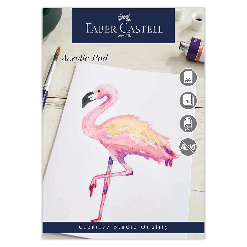 Blok akryl Faber-Castell A4 240g syrefri 15ark limet i top