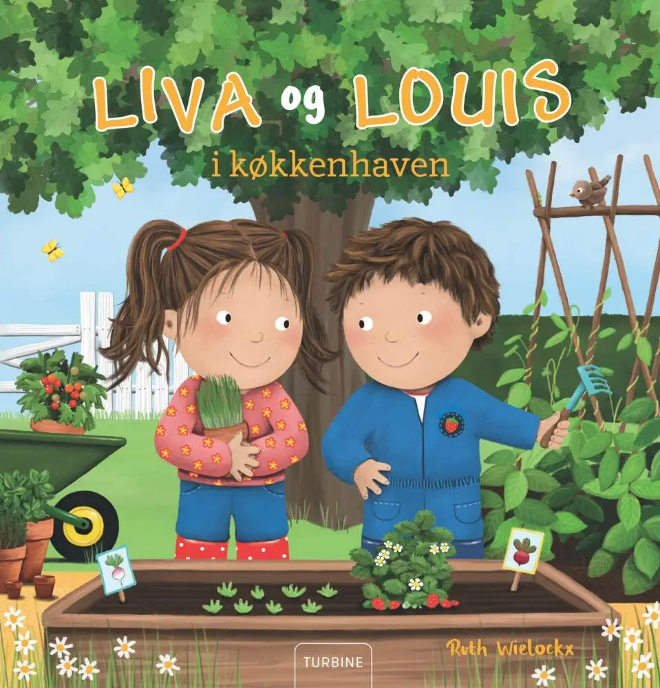 Billede af Liva og Louis i køkkenhaven