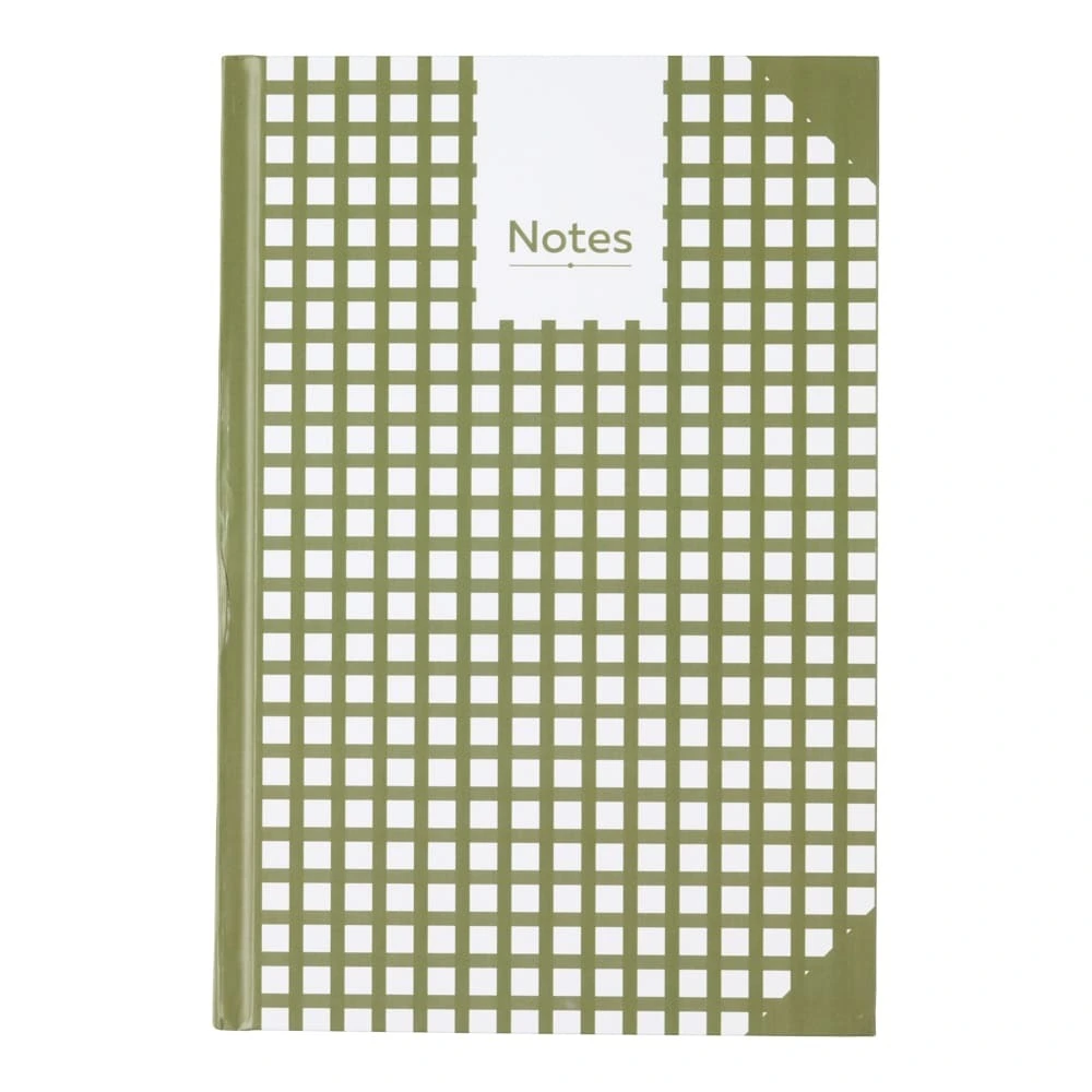 Notesbog A5 linjeret striber støvet grøn/hvid 80 sider