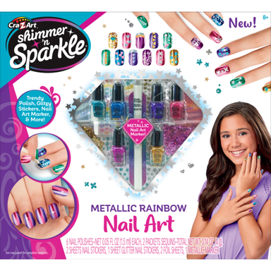 Shimmer N Sparkle Metallic Rainbow Nail Art