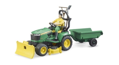 Bruder John Deere Lawn Traktor med trailer og gartner