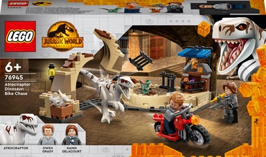 76945 LEGO Jurassic World Atrociraptor-dinosaur: motorcykeljagt