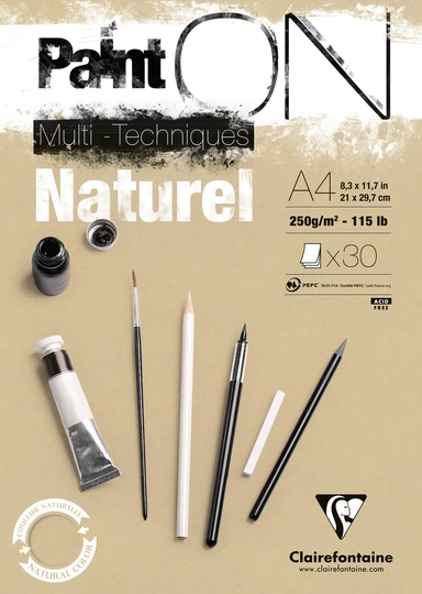 Blok paint on naturel A4 clairefontaine 250 g 30 ark