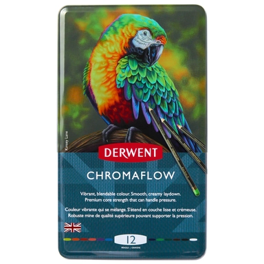 Farveblyant Chromaflow Derwent tin 12 stk