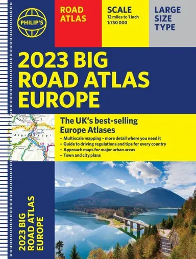 2023 Philip's Big Road Atlas Europe (A3 with Spiral)
