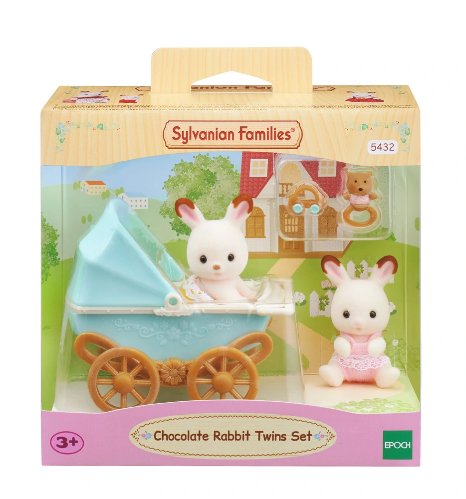 Sylvanian Families Sæt Chokoladekanin-tvillinger (barnevogn)