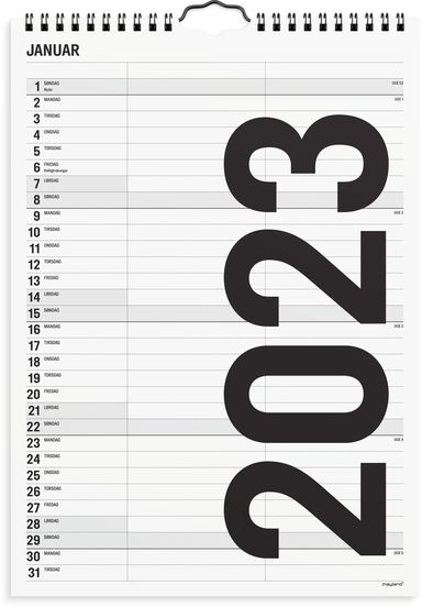 Familiekalender sort/hvid 2 kol