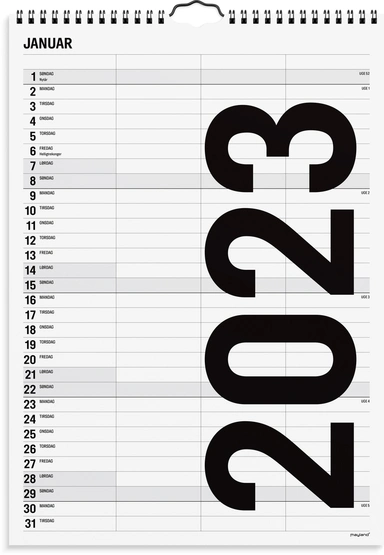 Familiekalender sort/hvid 2023