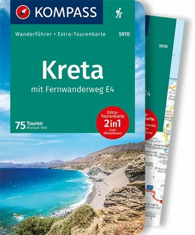 Kreta mit Weitwanderweg E4 Wanderführer + Tourenkart