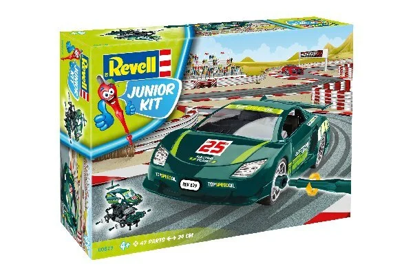Revell Junior Kit - Racerbil Med Pull Back Funktion - 1:20 - Grøn - 47 Dele