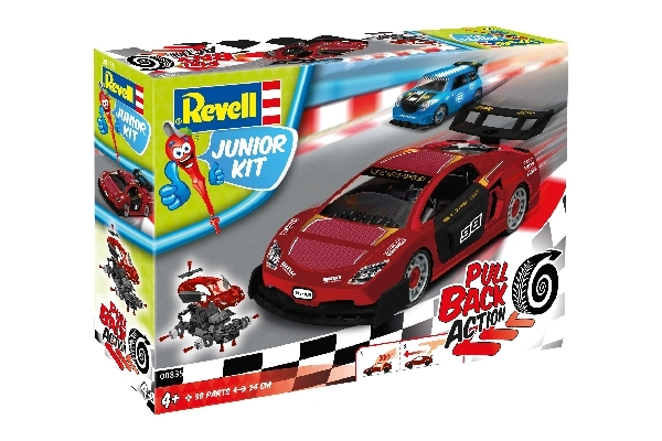 Revell Junior Kit - Racerbil Med Pull Back Funktion - 1:20 - Rød - 38 Dele