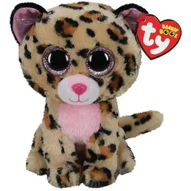 Ty Beanie Boos Livvie brun/lyserød leopard 15,5 cm