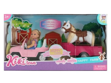 Kiki Love dukke med bil, hest og trailer