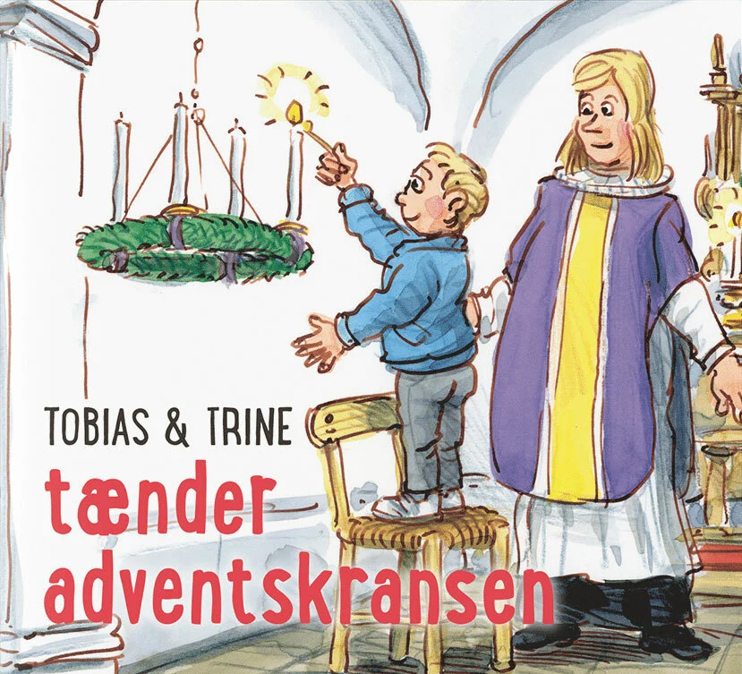 Billede af Tobias & Trine tænder adventskransen